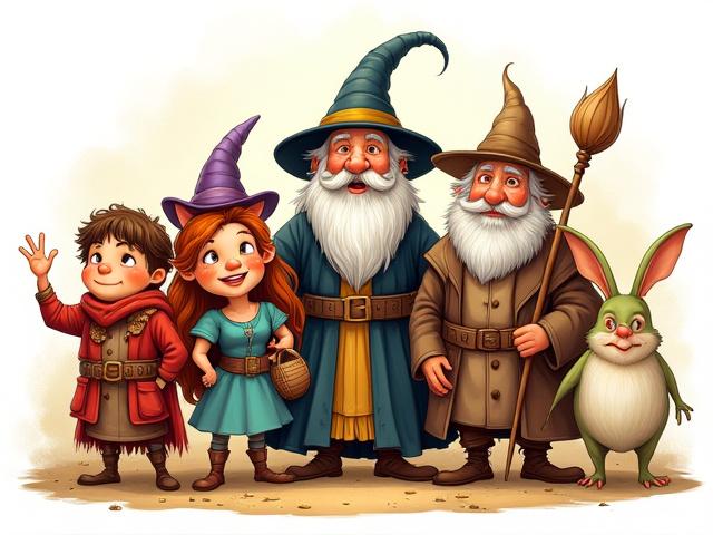 Detailed illustration of a diverse group of storybook characters, ready for adventure.